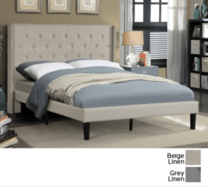 Fabric Platform Bed Beige DOUBLE ONLY (ONLINE ONLY)