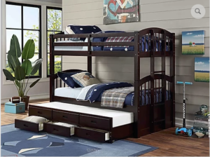Single over Single Bunk Bed With Trundle Bed and Storage