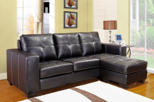 Sectional PU Black Leather