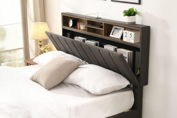 Storage Headboard Bed W/ USB Port - Image 3
