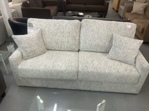 Cream Boucle sofa with Blue etching   🇨🇦