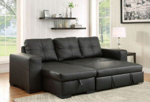 Sectional Sofa Bed Black P/U