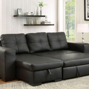 Sectional Sofa Bed Black P/U