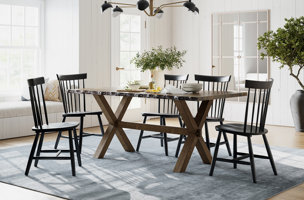 7PC table set #130363055 Solid Wood (Multiple Chair Colours)