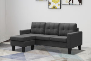 Sectional Black Velvet OR Grey Linen