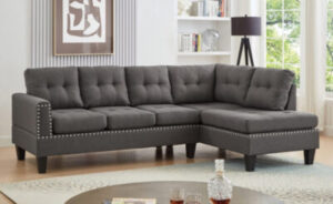 Sectional With Nailhead Trim Black OR Grey