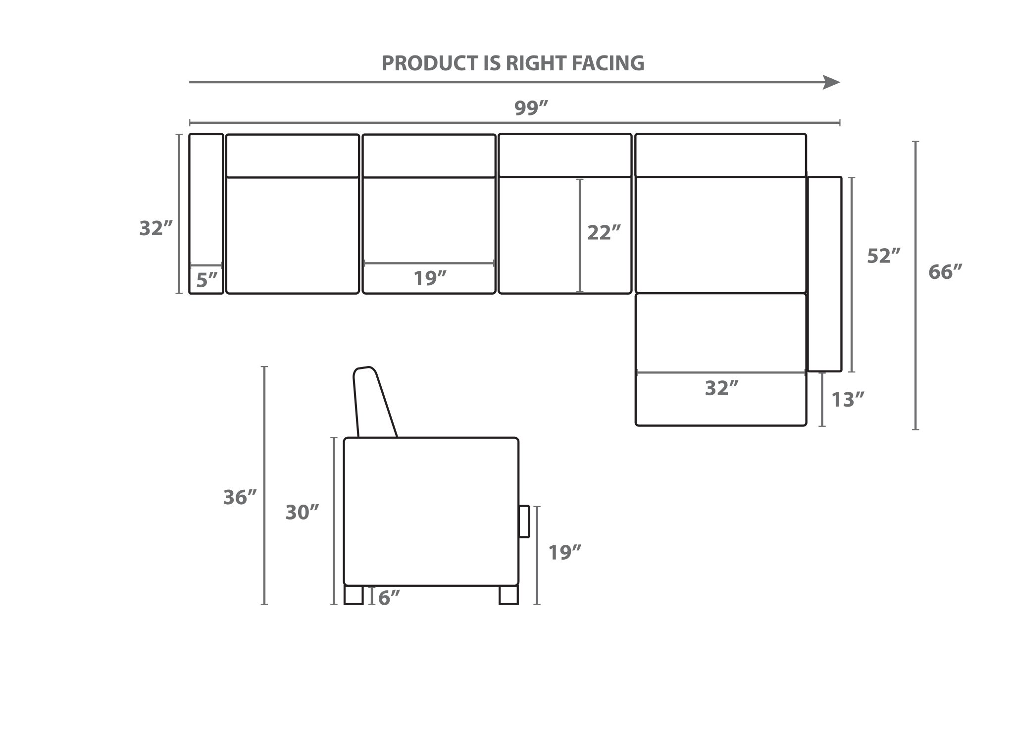 Sectional With Nailhead Trim Black OR Grey - Image 4