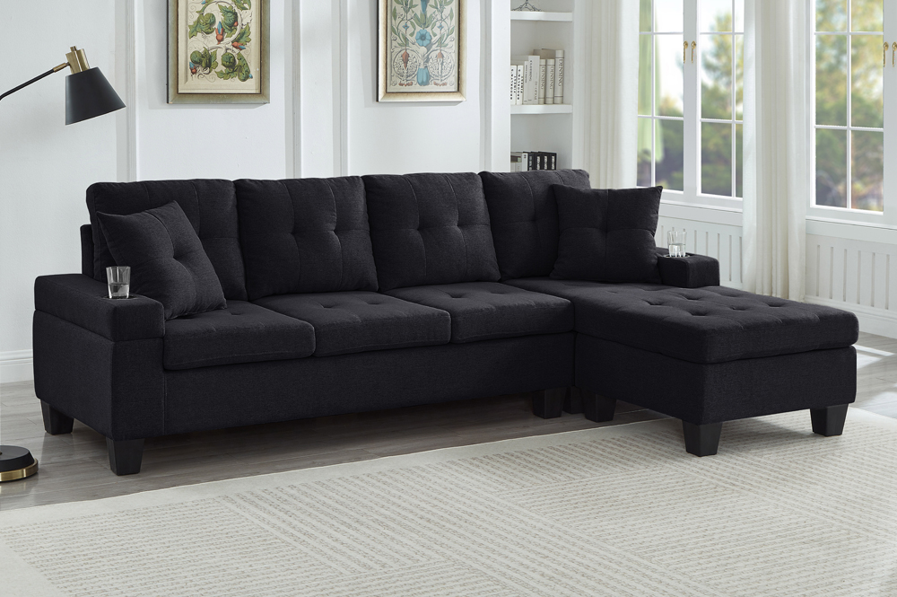 Sectional With Cup Holders Black OR Grey - Image 2