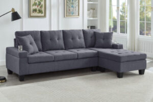 Sectional With Cup Holders Black OR Grey