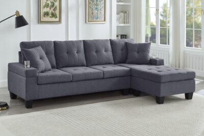 Sectional With Cup Holders Black OR Grey