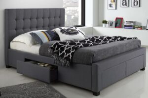 Storage Bed Grey Linen Fabric