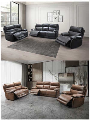 Top Grain Genuine Leather Power Recliner (Cognac OR Dark Grey)