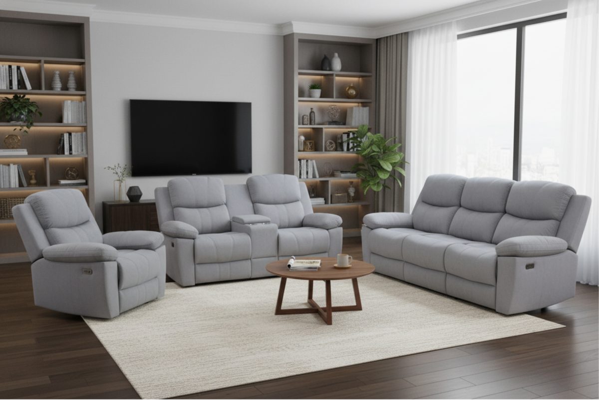 Fabric Light Grey Electric Recliner