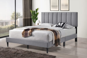 Platform Bed Grey Linen